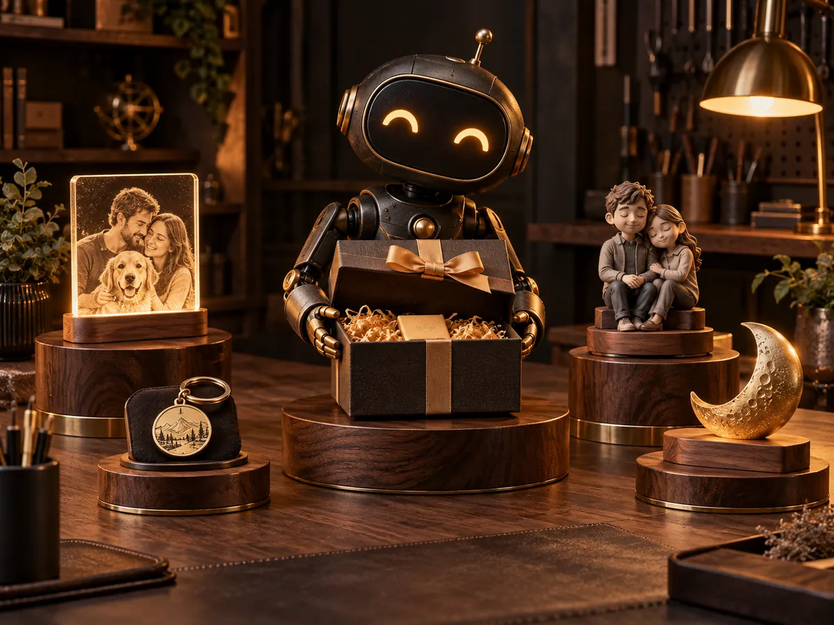 Hediye kutusu sunan BADU yardımcı robotu ve kişiye özel hediye seçenekleri